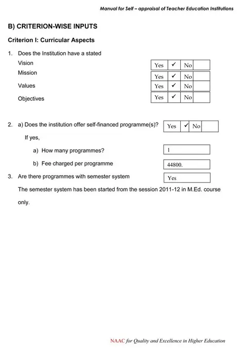 Self Appraisal Report Institutional – page 8
