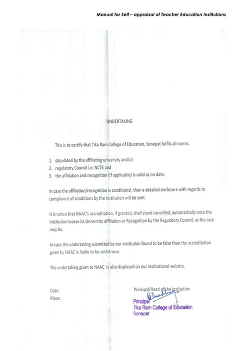 Self Appraisal Report Institutional – page 2