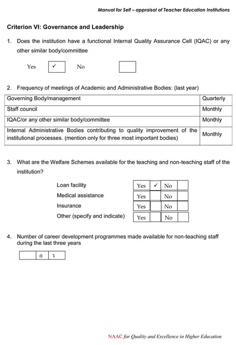 Self Appraisal Report Institutional – page 29