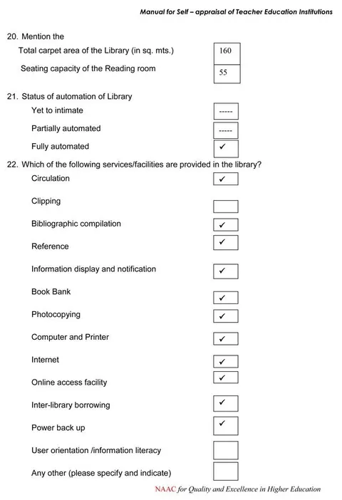 Self Appraisal Report Institutional – page 22