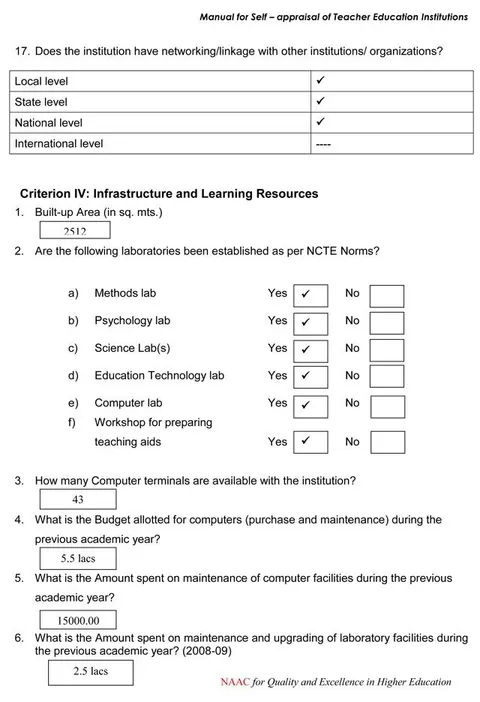 Self Appraisal Report Institutional – page 18