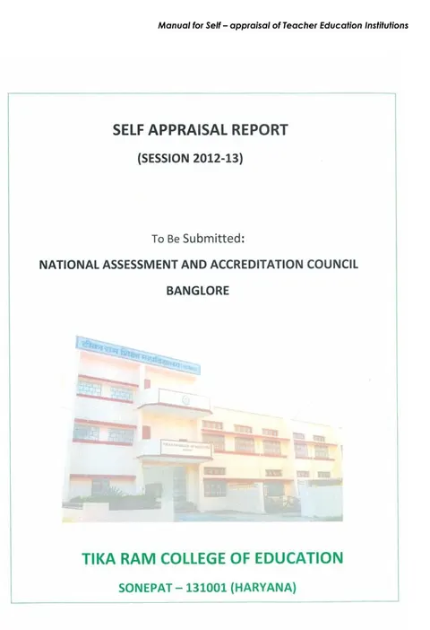Self Appraisal Report Institutional – page 1